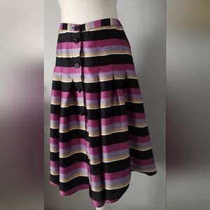 Skirt Women Emma James  Buttons Front Size 12 Petite Black Pink Purple Good Cond